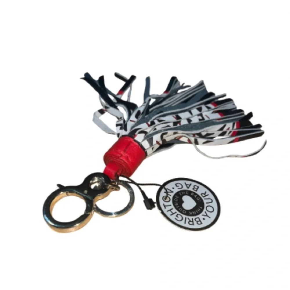 NWT Brighton Black, White, and Red Tassel Key Holder, ‘Let’s Hang Out’
